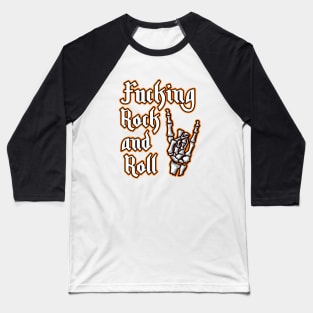 Fucking Rock and Roll horns up skeletal hand art Baseball T-Shirt